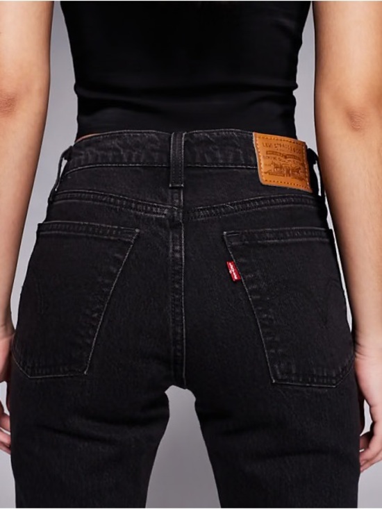 Levi's Denim - Levi's Wedgie Straight Black Jeans High-Waist Denim Pants High Rise Button Fly
